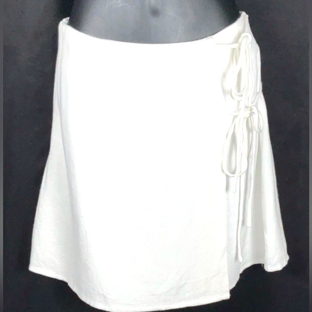 Sadie &‎ Sage Women’s  Size Small Sugarloaf Mini Faux Wrap Skirt Linen Blend